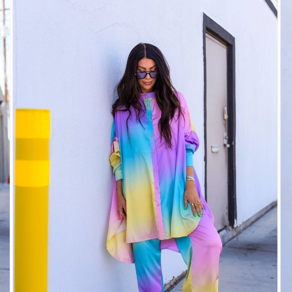Dressed in LALA Multicolor Ombre Playsuit Set NWT